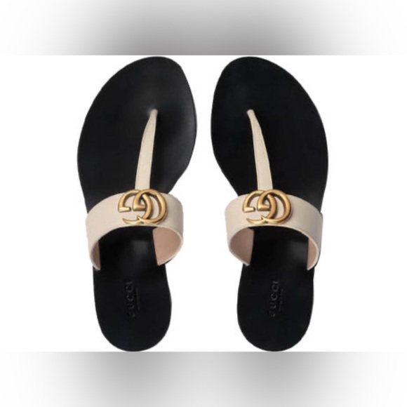 NEW GUCCI Marmont GG Thong Leather Flip Flop Sandals (37.5 / 7.5) - Picture 6 of 6